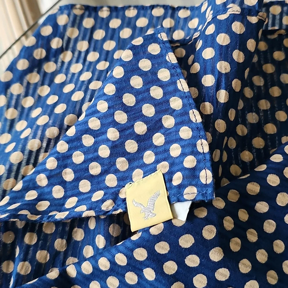American Eagle Blue & Cream Polka Dot Scarf/shawl - Picture 4 of 7